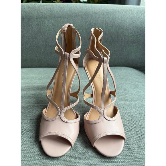 Halston Heritage Monica Leather Strappy Sandal Stilettos Lotus Pale Pink 8 New - Picture 7 of 16